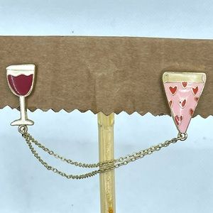 Pizza & Wine Enamel Collar Pins